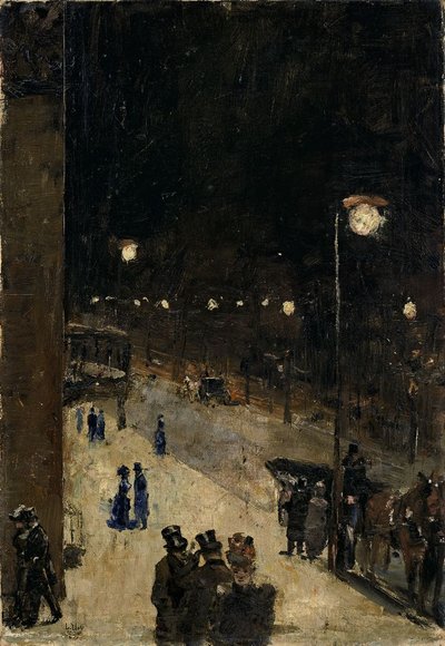 Berlin Street at Night by Lesser Ury